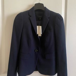 J Crew Petites Schoolboy Puff Sleeve Blazer Navy
